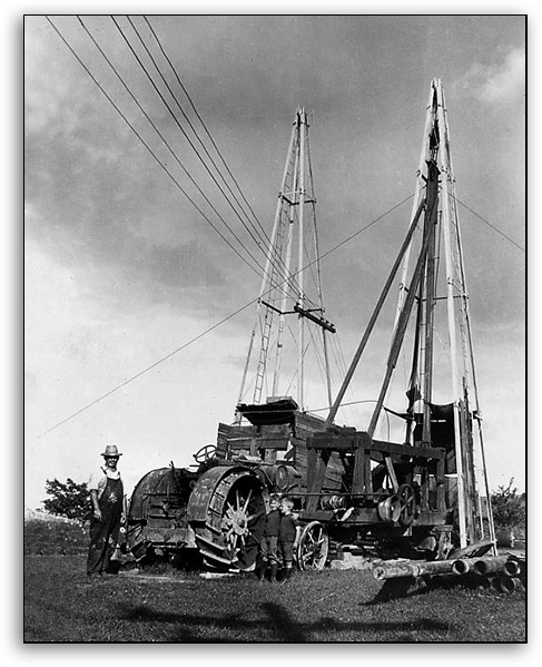 William Hopper drilling through an existing windmill