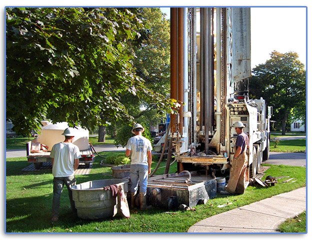 Residential drilling rig on site